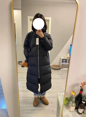 现货ARKE同源女装 长款宽松高领拉链羽绒服棉服黑色