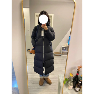 现货ARKE同源女装 长款宽松高领拉链羽绒服棉服黑色