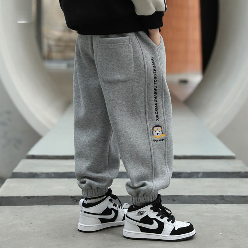 男童加绒裤子一体绒儿童运动裤