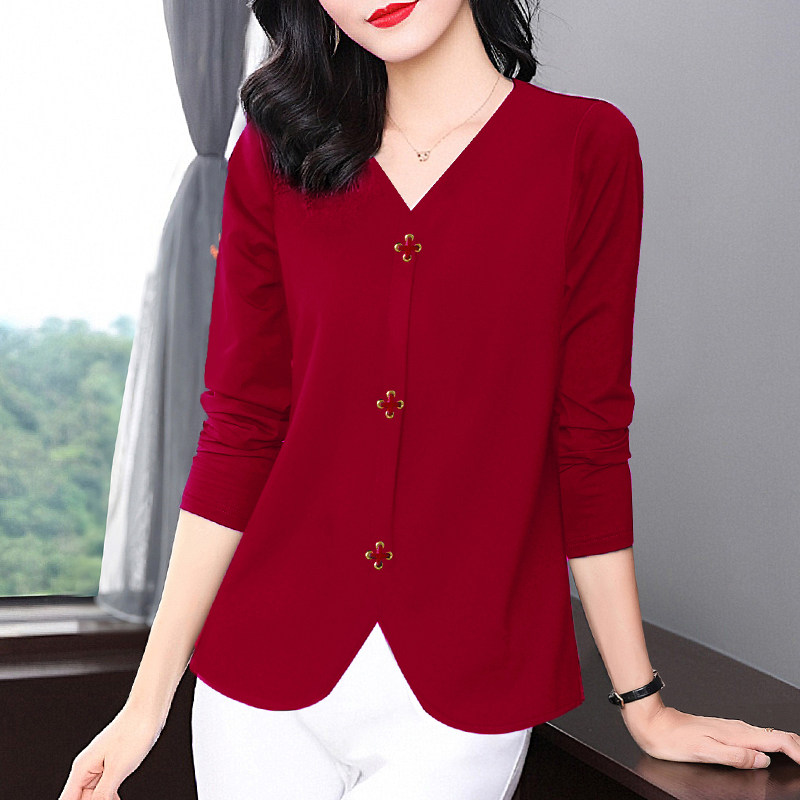 纯棉打底衫女装2025秋冬新款时尚妈妈长袖t恤大码胖mm女士上衣服