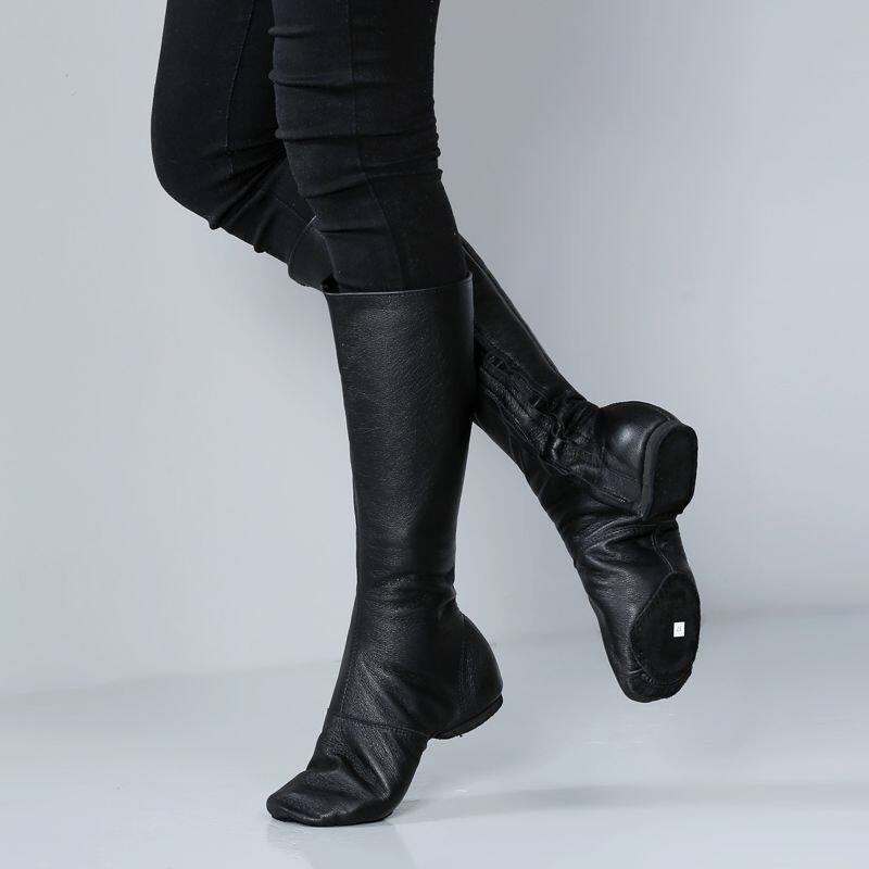 高帮真皮民族演出长筒舞鞋 舞蹈舞台训练拉款松紧款长筒演出舞靴