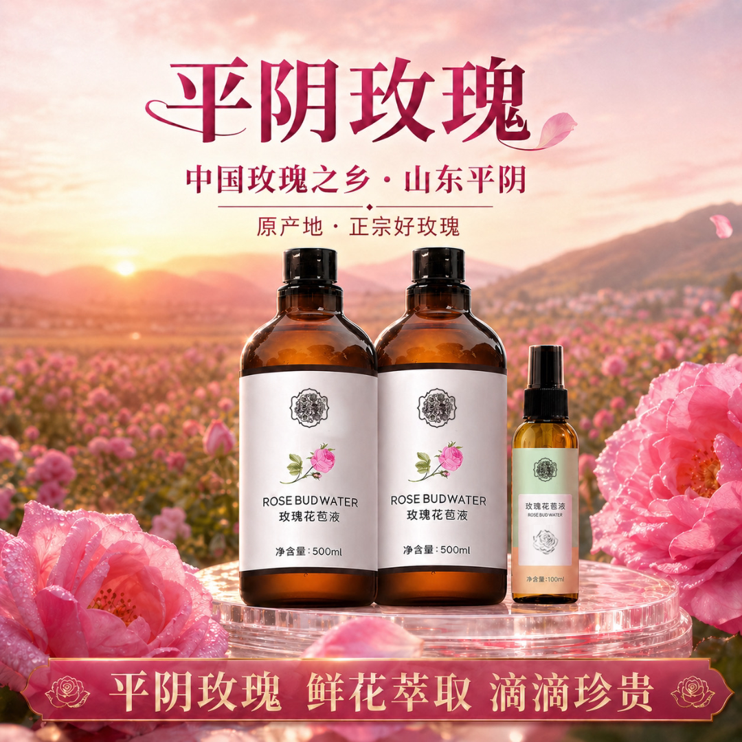 平阴玫瑰花苞液玫瑰原液纯露补水保湿舒缓抗皱紧致肌肤面部湿敷水