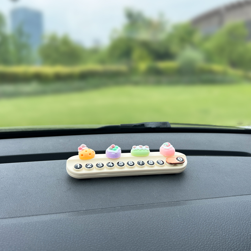 可爱蛋糕甜品摆件汽车内装饰品临时停车手机电话号码牌可隐藏香薰