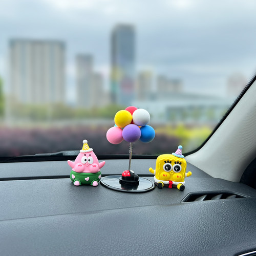 网红汽车海绵宝宝治愈摆件