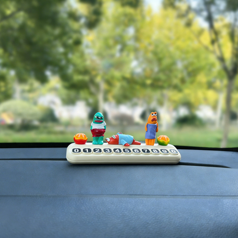 治愈解压可爱搞怪小丑鱼汽车装饰摆件临时停车手机电话号码牌车载