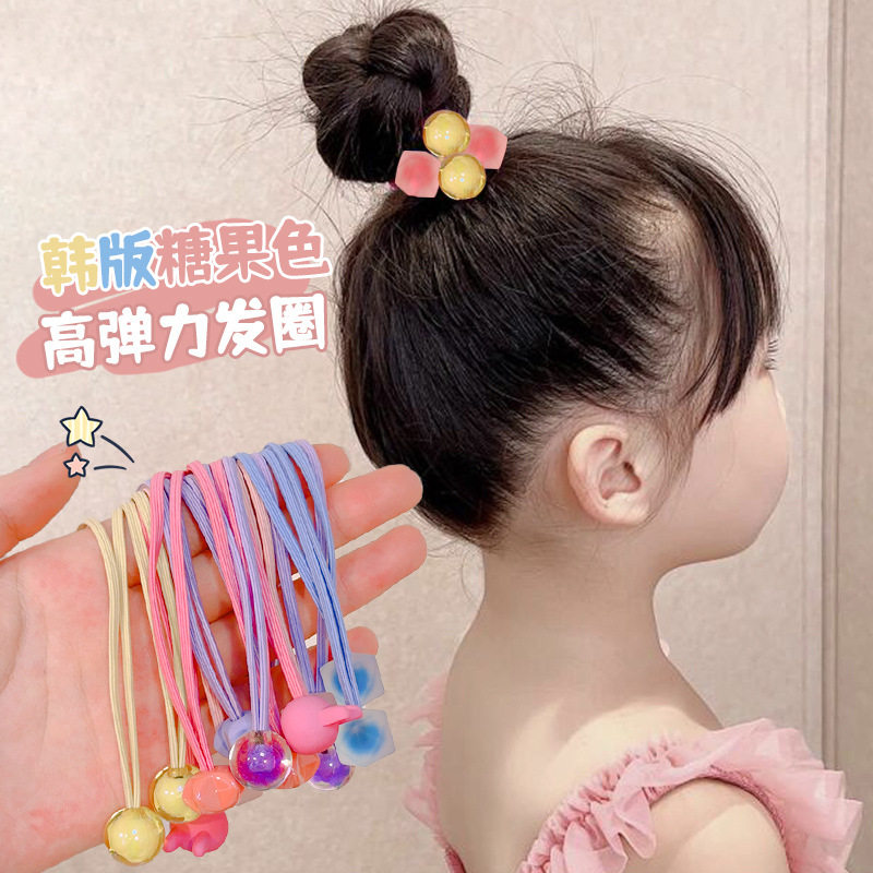 韩版长绳发绳儿童双头网红发饰圆球小兔头绳高弹力宝宝橡皮筋头饰