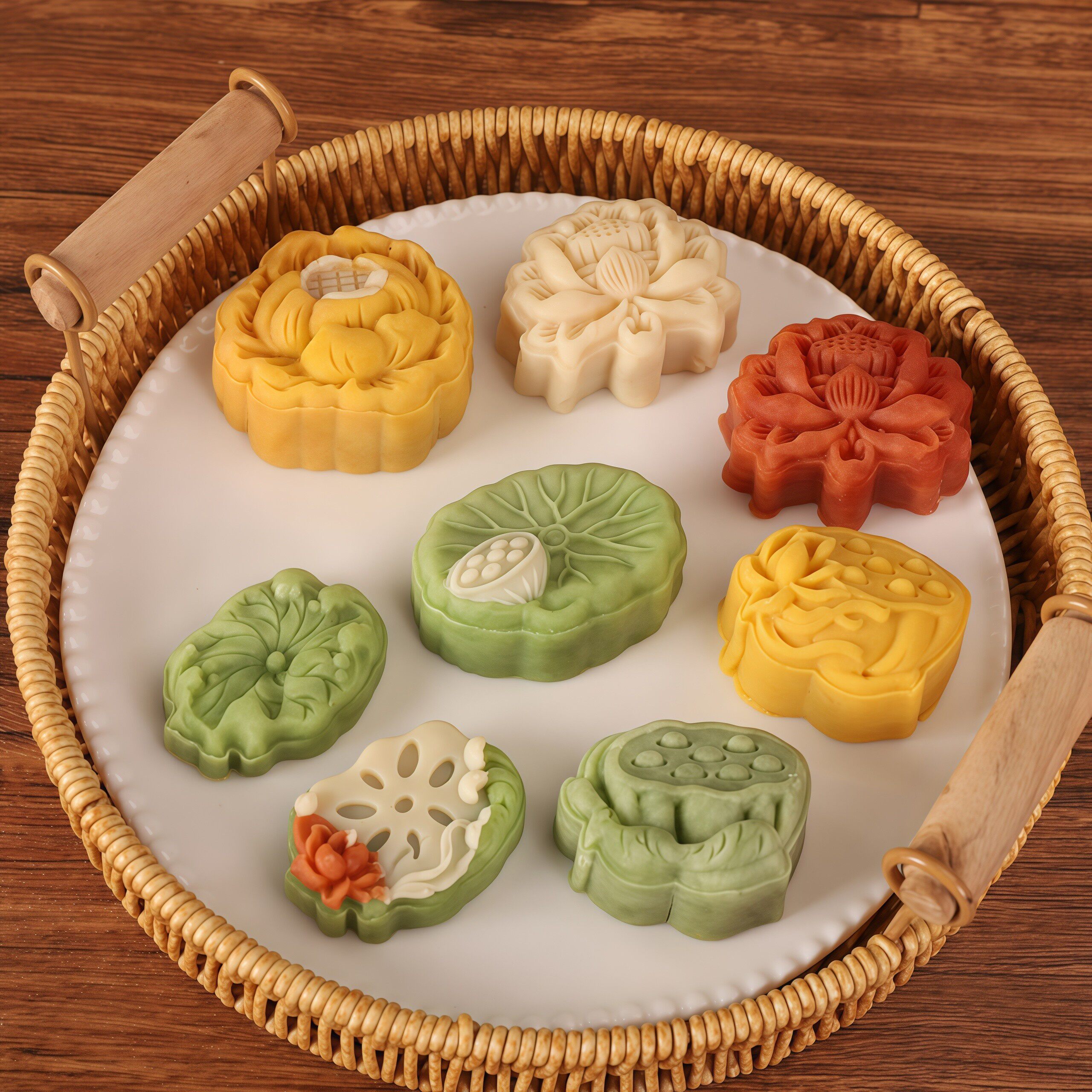 中式50g75g荷花莲子牡丹手压中秋月饼模具DIY烘焙绿豆糕茶点压模