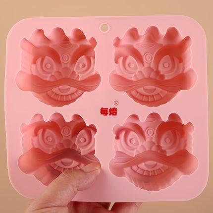 四连国风醒狮甜品果冻白凉粉冰块雪糕冰激淋食品级硅胶模具蒸糕模
