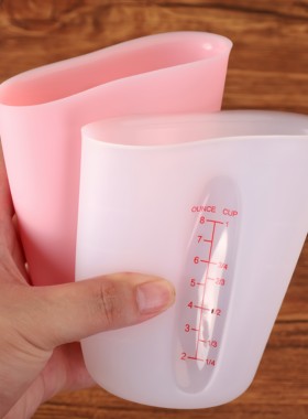 厨房工具250ML500ML硅胶计量杯可视DIY烘焙测量带刻度量杯耐高温