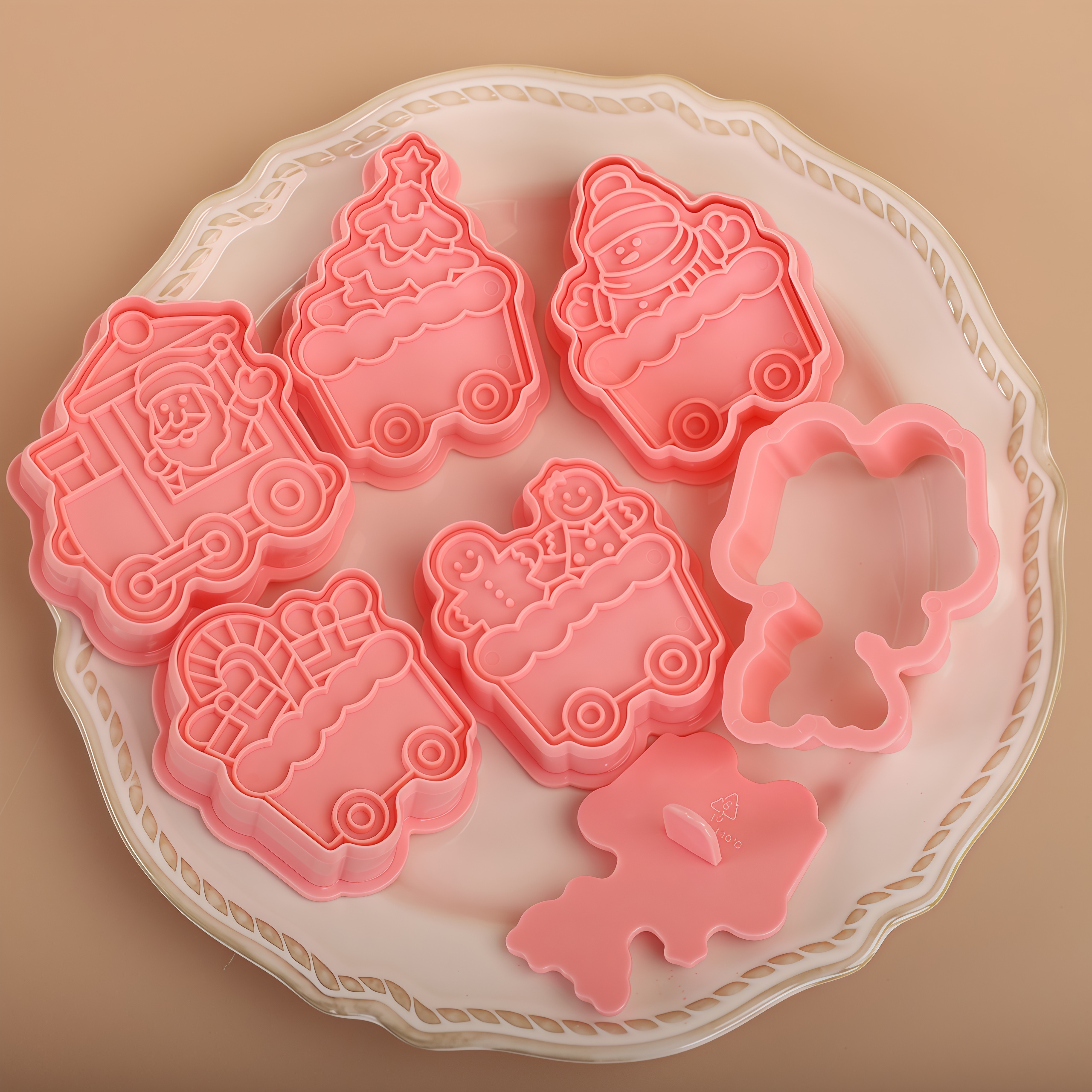 卡通圣诞节烘焙黄油霜糖曲奇饼干手压模具DIY亲子面点馒头印花模