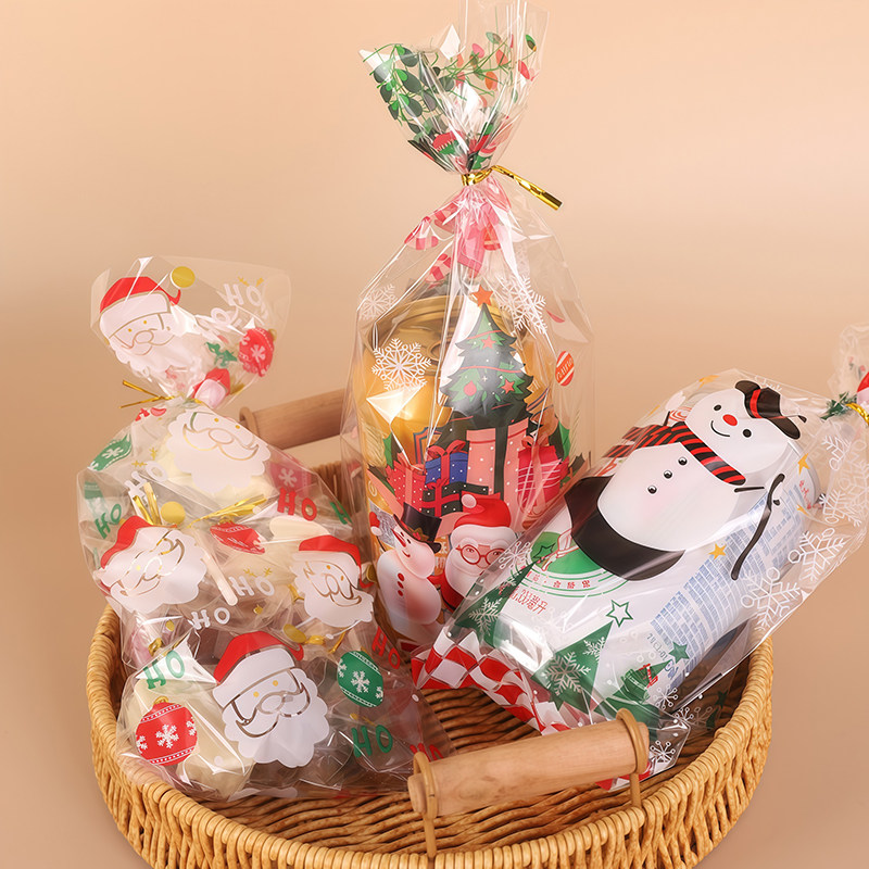 加长圣诞节儿童零食糖果巧克力饼干密封包装袋卡通圣诞礼物透明袋