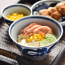 波佐见烧手绘蓝海草餐具套装 日本进口餐盘面碗饭碗盘子茶具家用