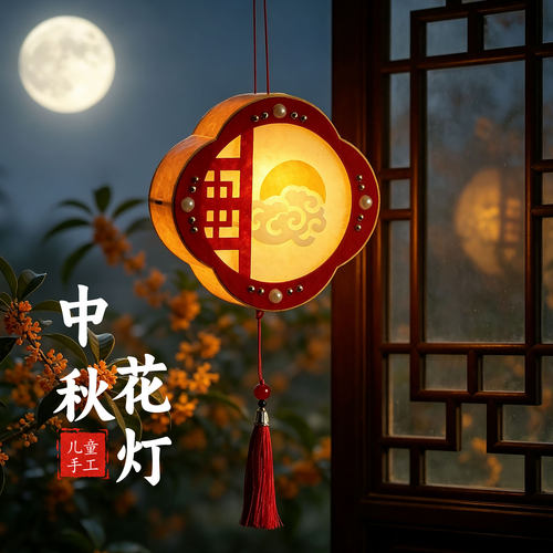 2026新款中秋国庆灯笼儿童手工DIY材料古风手提发光汉服国风花灯