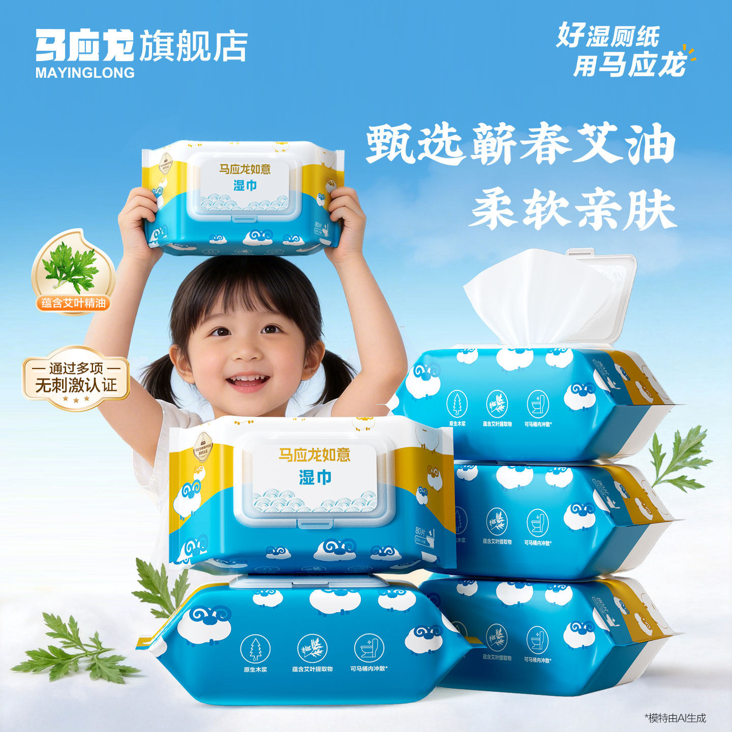 马应龙小羊湿厕纸洁厕湿巾擦屁股专用可冲散纯水实惠装