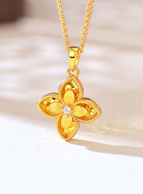 小红书爆款精致轻奢吊坠四叶草项链高级感复古百搭久不掉色女饰品