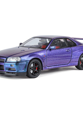 超大号1:18GTR街车版合金车模型可拆卸轮胎男孩声光玩具摆件跨境