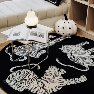 法式中古圆形地毯客厅茶几毯轻奢高级房间主卧室床前边电脑椅地垫