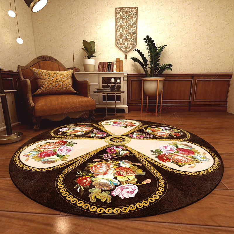 欧式现代田园圆形地毯椅子复古