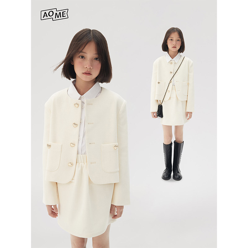 【5折清仓】凹末Appleofmyeye 小香外套套装女童高腰半身裙两件套