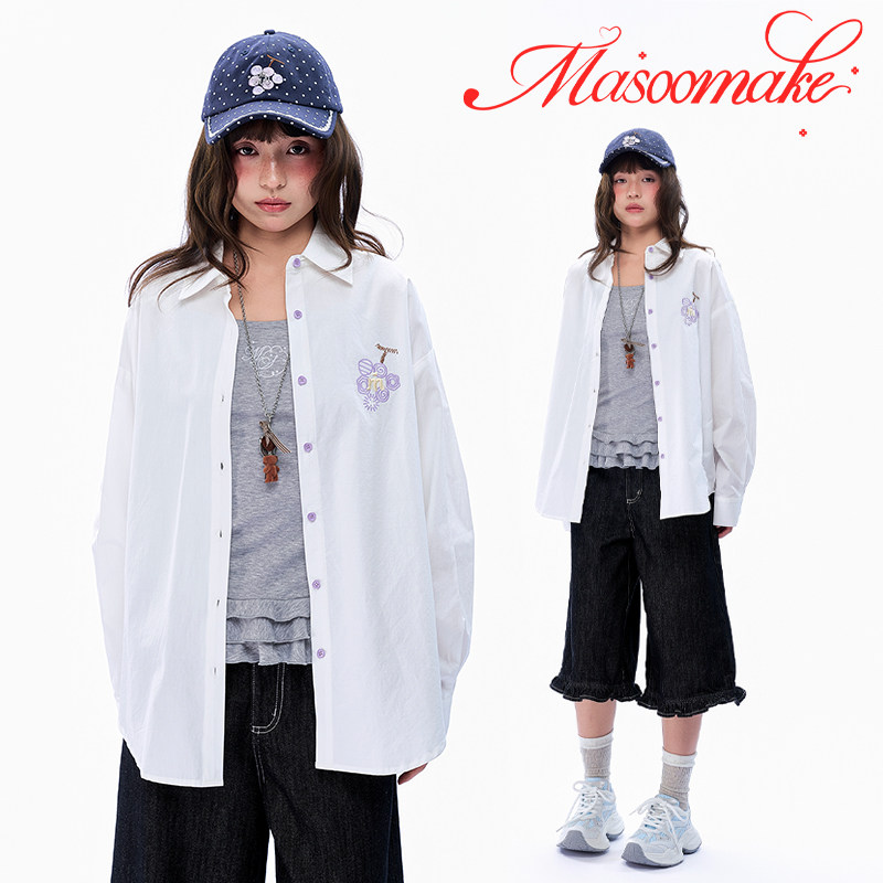 MASOOMAKE宽松休闲白色衬衫
