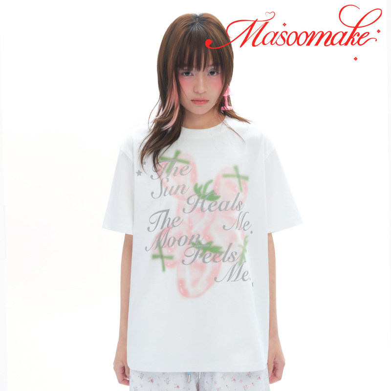MASOOMAKE宽松学生白色短袖