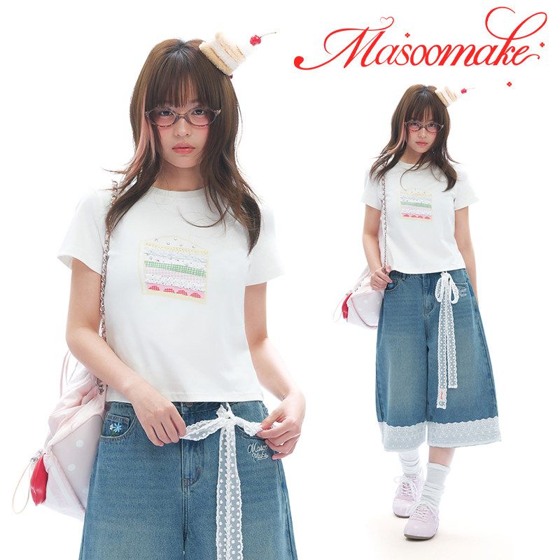 MASOOMAKE印花正肩短袖女
