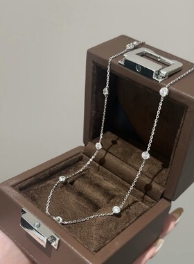 S925纯银项链真金电镀碳钻泡泡锆石轻奢高端小众级设计感锁骨颈链