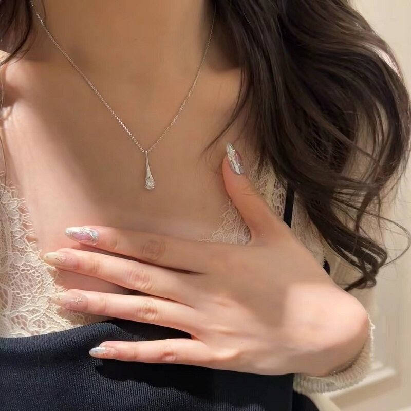 S925纯银项链碳钻香水瓶抽拉式可调节轻奢高端小众级设计感锁骨颈
