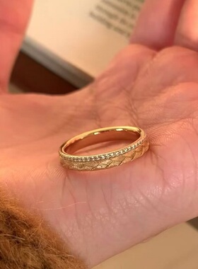 S925纯银戒指意大利中复古工艺麦穗编织轻奢高端小众级感镶钻锆石