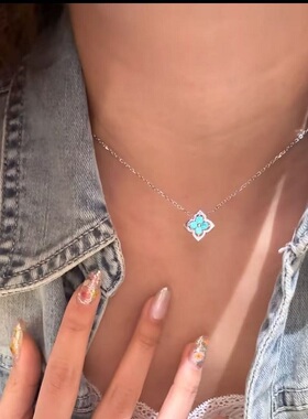 S925纯银项链夏日清凉帕拉伊巴可拆两戴四叶草花轻奢高端小众级颈