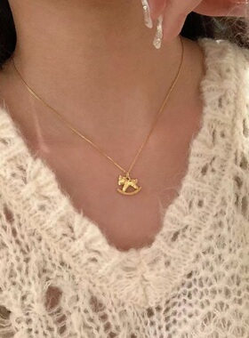 S925纯银本命年马项链CNC工艺碎冰冰轻奢高端小众级设计感锁骨颈