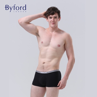 Byford 棉氨纶平角裤 泰国产抗菌透气亲肤四角裤 MW38020 百富男士