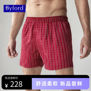红格透气家居休闲裤 BYFORD 专柜款 纯棉阿罗裤 MW99258001 百富男士
