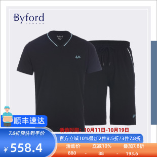 棉弹V领短袖 MH21029 男装 套装 MH21030 棉弹短裤 Byford百富专柜款