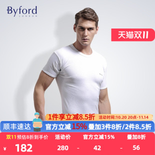 商务休闲上衣MW8824 T恤透气舒适打底衫 byford百富男士 纯棉短袖