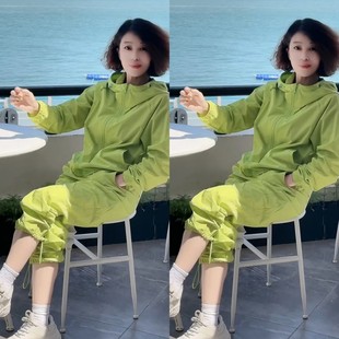 超薄连帽外套抽脚裤 新款 两件套爆 2025夏季 休闲糖果色速干防晒套装