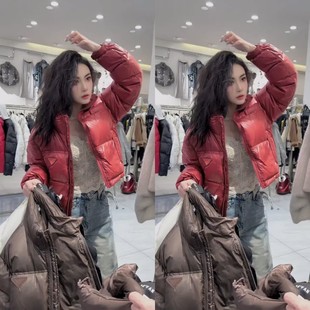 肯豆风欧标羽绒服短款外套冬季新款时尚泡芙百搭高腰保暖女面包服