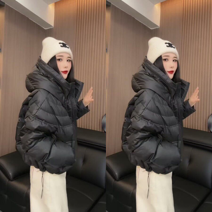 欧货双拉链羽绒棉服外套面包服女