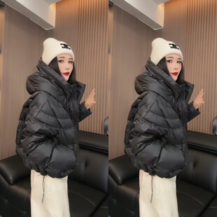 欧货双拉链羽绒棉服外套2025冬季新款抽绳休闲排骨面包服时尚棉衣