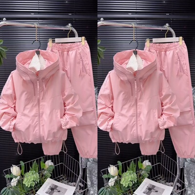 糖果色休闲工装风外套长裤套装春