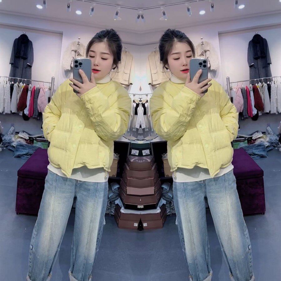 糖果色圆领棉服外套抽绳简约2026早春新款韩版减龄泡芙棉休闲百搭