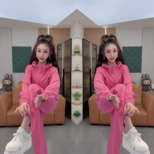 出游百搭连帽外套抽绳裤脚两件套