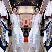 西服外套捏褶宽松灯笼裤 休闲个性 套装 新款 潮 2025春季 欧货设计师款