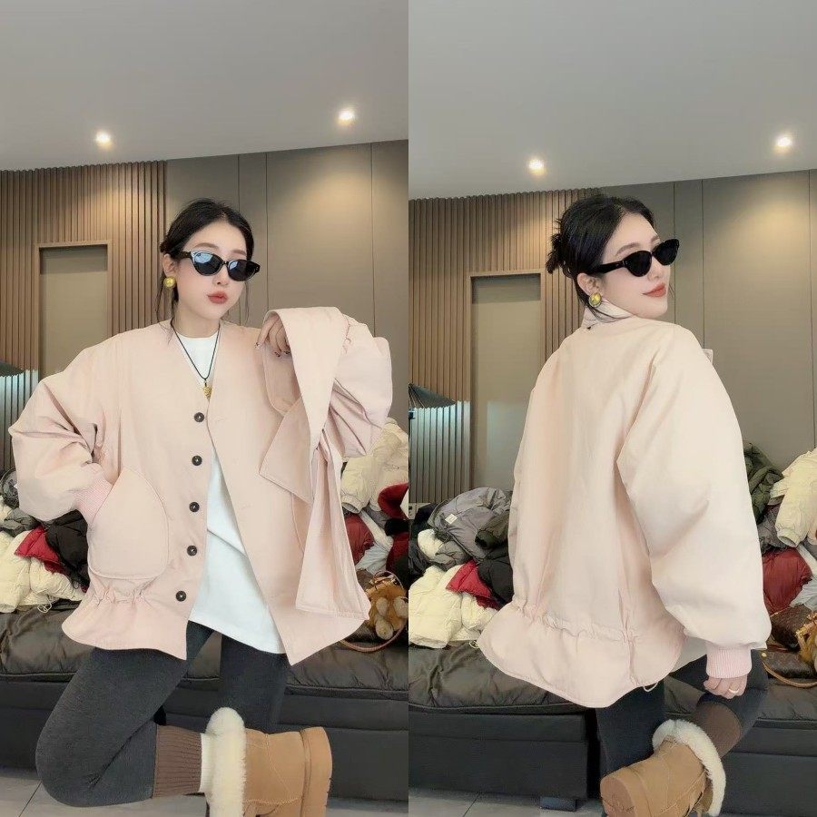 欧货时髦围巾款飞边中长款二棉外套2026早春新款糖果色简约时尚潮