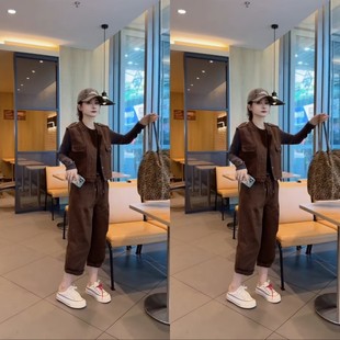 欧货美拉德牛仔马甲八分裤套装2025秋季新款休闲时尚洋气两件套女