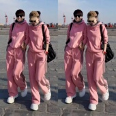 运动两件套 秋冬新款 套装 加厚百搭时尚 气质休闲侧杠连帽卫衣阔腿裤