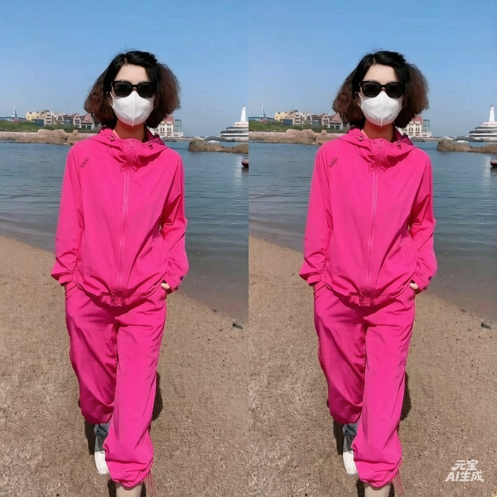 糖果色旅游速干防晒套装2025春夏新款休闲连帽外套长裤彩色两件套