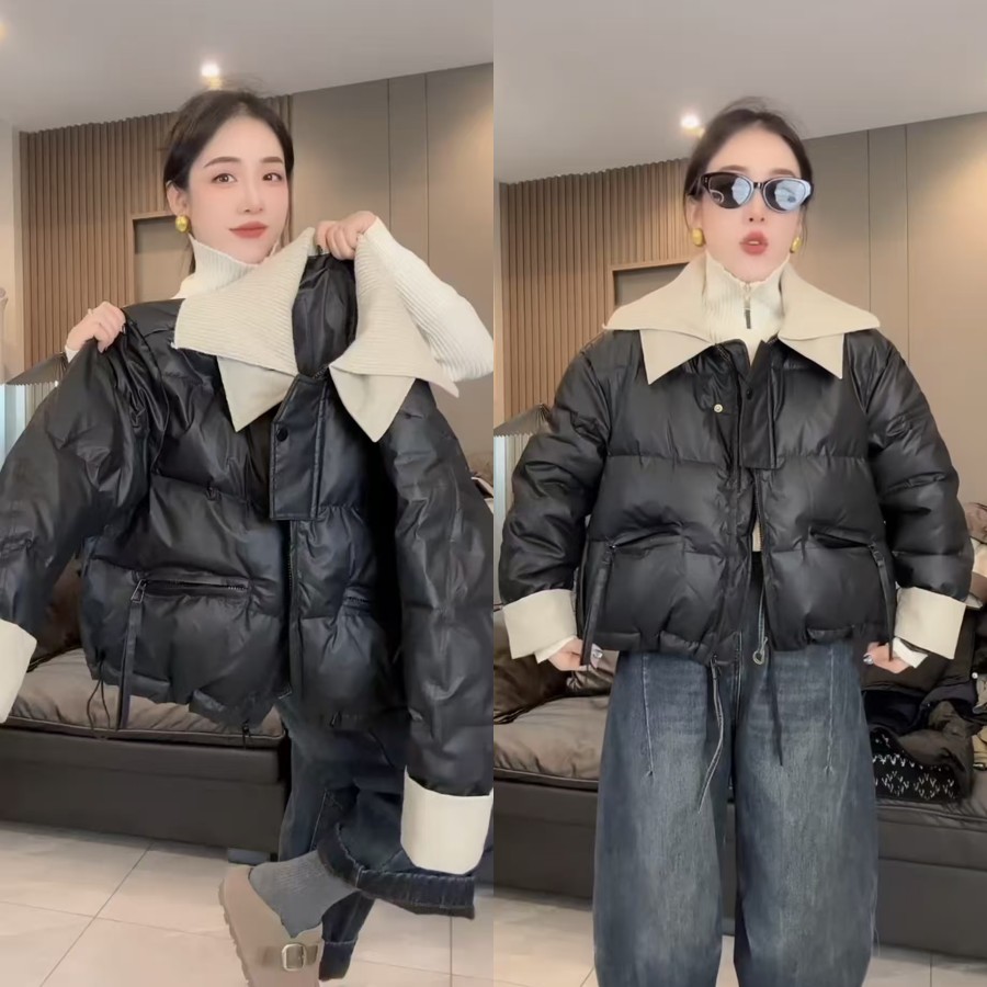 韩范针织娃娃领棉服冬加厚面包服
