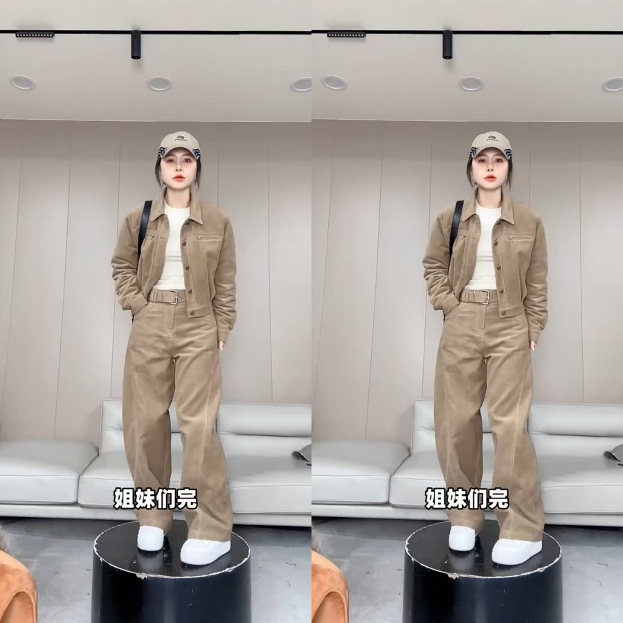 欧美风翻领夹克外套长裤两件套早春新款薄棉上衣休闲裤套装时髦女,女装/女士精品,时尚套装,淘宝优惠券,粉丝福利购,淘宝优惠卷