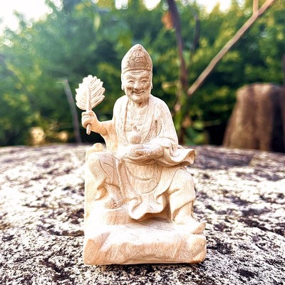 香樟木雕活佛济公工艺品供奉摆件